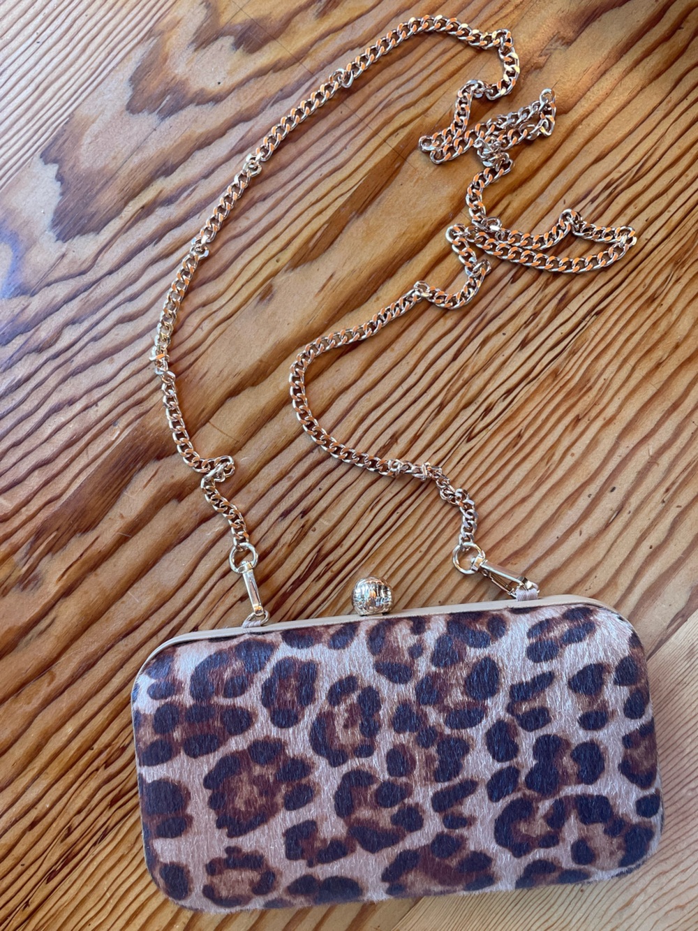 Leopard Print Crossbody Bag with Gold Chain